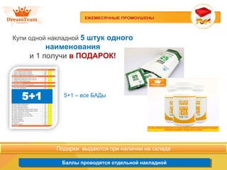 Продукция из Южной Кореи
Баллы проводятся отдельной накладнойБаллы проводятся отдельной накладной
Купи одной накладной 5 штук одного
наименования
и 1 получи в ПОДАРОК!
5+1 – все БАДы
 