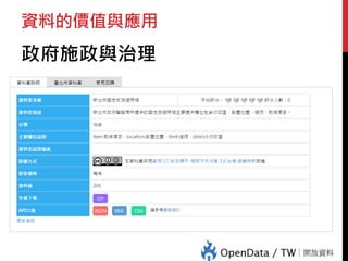 資料的價值與應用
政府施政與治理
 