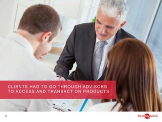 9
CLIENTS HAD TO GO THROUGH ADVISORS
TO ACCESS AND TRANSACT ON PRODUCTS
 
