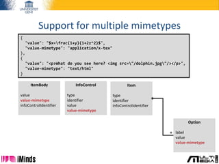 Support for multiple mimetypes
ItemBody
value
value-mimetype
infoControlIdentifier
InfoControl
type
identifier
value
value...
