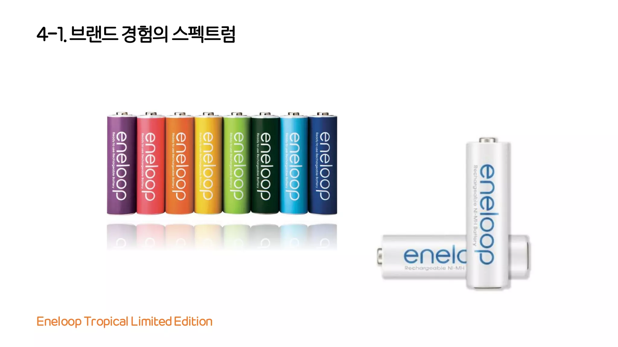 4-1. 브랜드경험의 스펙트럼
Eneloop Tropical Limited Edition
 