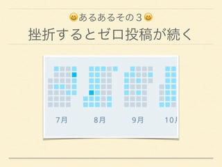 😄あるあるその３😄
挫折するとゼロ投稿が続く
 