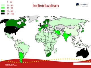 BRUSSELS, 20-21 October
www.ferma.eu
FORUM 2015
Venice, Italy 4-7 October
0 - 20
21 - 40
41 - 60
61 - 80
81 - 100
Individualism
 