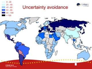 BRUSSELS, 20-21 October
www.ferma.eu
FORUM 2015
Venice, Italy 4-7 October
0 - 20
21 - 40
41 - 60
61 - 80
81 - 100
> 100
Uncertainty avoidance
 