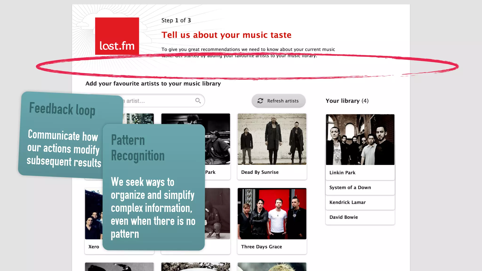 Feedback loop
Communicate how
our actions modify
subsequent results
Pattern
Recognition
We seek ways to
organize and simplify
complex information,
even when there is no
pattern
 