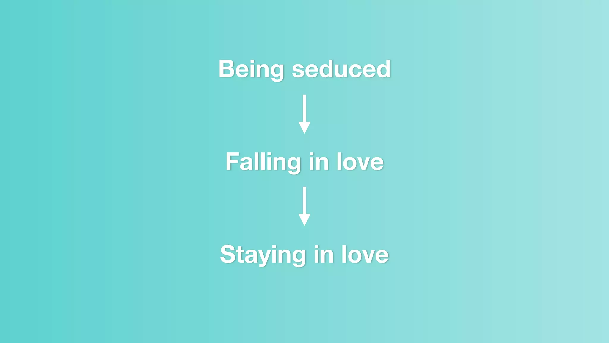 Falling in love
Staying in love
Being seduced
 