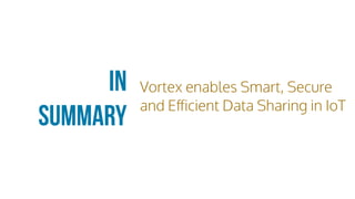 Vortex enables Smart, Secure
and Eﬀicient Data Sharing in IoT
In
Summary
 