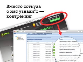 Вместо «откуда 
о нас узнали?» — 
колтрекинг
 