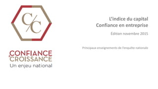 L’indice du capital
Confiance en entreprise
Édition novembre 2015
Principaux enseignements de l’enquête nationale
 