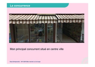 Osez Entreprendre - 19/11/2015 Mon marché vu à la loupe
Mon principal concurrent situé en centre ville
La concurrence
 