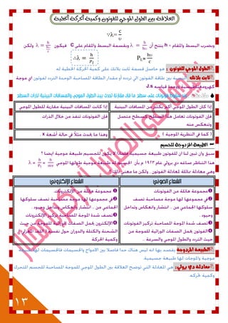 13
١ٝ‫اخلط‬ ١‫احلسن‬ ١ُٝ‫ٚن‬ ٕٛ‫يًفٛت‬ ٞ‫املٛد‬ ٍٛ‫ايط‬ ‫بني‬ ١‫ايعالق‬
=

h

C 

PL∴
‫ال‬: ٌْ‫للفْت‬ ٕ‫املْد‬ ‫طْل‬
‫بالىو‬ ‫ثابت‬
J.s
‫مالحظة‬:‫تحدث‬ ‫مقبروت‬ ‫فإن‬ ‫مب‬ ‫سطح‬ ‫على‬ ‫فىتىوبث‬ ‫سقىط‬ ‫عىد‬‫السطح‬ ‫لذراث‬ ‫البيىيت‬ ‫والمسبفبث‬ ‫المىجي‬ ‫الطىل‬ ‫بيه‬
x
‫للحطيه‬ ‫املصدوجة‬ ‫الطبيعة‬









٘‫املصدّد‬ ٘‫الطبٔع‬
:ٕ‫بسّل‬ ٖ‫د‬ ٘‫معادل‬
 