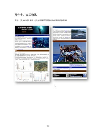 50
附件十、志工快訊
舊版：第 0024 期 蘭嶼－潛水教練帶領體檢 解幽靈漁網救龍蝦
1,
 