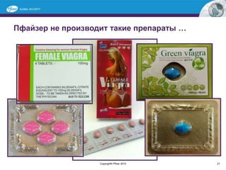 Пфайзер не производит такие препараты …
21Copyright© Pfizer 2015
 