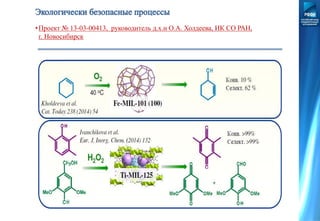 •Проект № 13-03-00413, руководитель д.х.н О.А. Холдеева, ИК СО РАН,
г. Новосибирск
 
