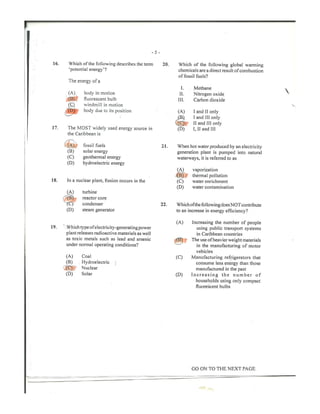 CAPE Environmental Science Unit 2 Paper 1 2015
