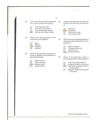 CAPE Environmental Science Unit 2 Paper 1 2015