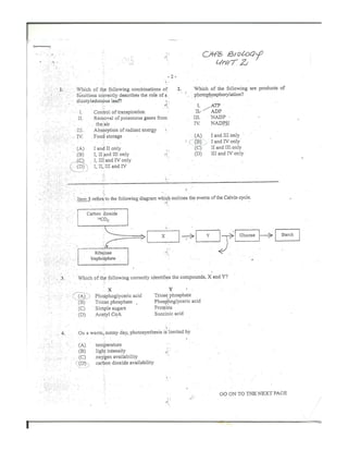 CAPE Biology Unit 2 Paper 1 2015 | PDF