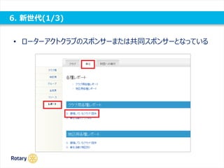 6. 新世代(1/3)
• ローターアクトクラブのスポンサーまたは共同スポンサーとなっている
 