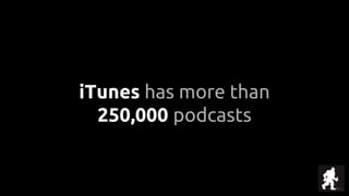 iTunes has more than
250,000 podcasts
 