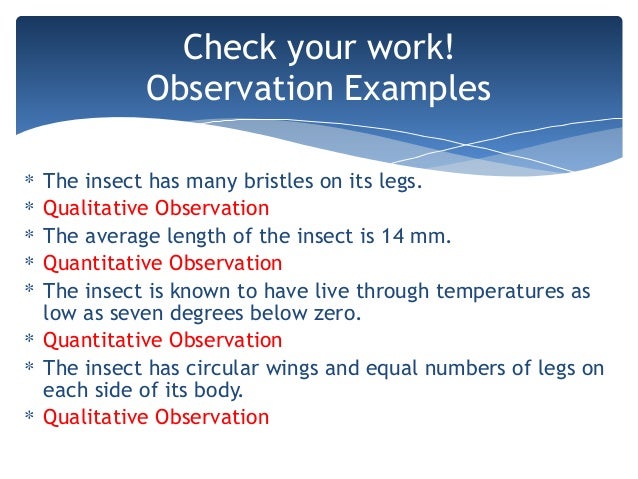 Observation & Inference: Notes
