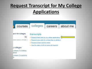 Request Transcript for My College
Applications
 