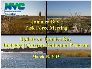 Jamaica BayJamaica Bay
Task Force MeetingTask Force Meeting
Update on Jamaica BayUpdate on Jamaica Bay
Biological Nutrient Reduction ProgramBiological Nutrient Reduction Program
March 19, 2015March 19, 2015
 