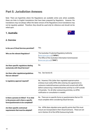 44
Part 5: Jurisdiction Annexes
Note: There are hyperlinks where the Regulations are available online and, where available...