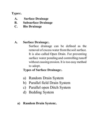 Agriculture Land Drainage