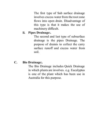 Agriculture Land Drainage