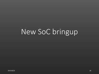 New SoC bringup
2015/8/25 26
 