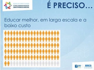 Educar melhor, em larga escala e a
baixo custo
É PRECISO…
 