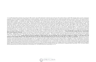 1 31 city/38 highway/34 combined mpg rating for 6MT models. 36 city/39 highway/37 combined mpg rating for CVT models. Based on 2015 EPA mileage ratings. Use for comparison 
purposes only. Your mileage will vary depending on driving conditions, how you drive and maintain your vehicle, battery-pack age/condition and other factors. 2 The Honda Satellite- 
Linked Navigation SystemTM is available on EX models in the United States, Canada and Puerto Rico. (FM Traffic service only available in the United States, except Alaska.) Please see your 
Honda dealer for details. 3 Compatible with select phones with Bluetooth.® Your wireless carrier’s rate plans apply. State or local laws may limit use of texting feature. Only use texting 
feature when conditions allow you to do so safely. 4 Pandora, the Pandora logo, and the Pandora trade dress are trademarks or registered trademarks of Pandora Media, Inc. Used with 
permission. Compatible with select smartphones. See: www.pandora.com/everywhere/mobile. Not all devices compatible with USB connection. Your wireless carrier’s rate plans apply. 5 The 
USB Audio Interface is used for direct connection to and control of some current digital audio players and other USB devices that contain MP3, WMA or AAC music files. Some USB 
devices with security software and digital rights-protected files may not work. Please see your Honda dealer for details. 6 Always visually confirm that it is safe to drive before backing 
up; the rearview camera display does not provide complete information about all conditions and objects at the rear of your vehicle. 7 Windows Media® is a trademark or registered 
trademark of Microsoft Corporation in the United States and/or other countries. 8 The Bluetooth® word mark and logos are owned by the Bluetooth SIG, Inc., and any use of such marks 
by Honda Motor Co., Ltd., is under license. 9 Carrying too much cargo or improperly storing it can affect the handling, stability and operation of this vehicle. Follow applicable load limits 
and loading guidelines. 10 Horsepower and torque measured with IMA system. 11 AT-PZEV (Advanced Technology Partial Zero-Emission Vehicle) models as certified by the California Air 
Resources Board (CARB) are available in California and states that have adopted California Zero-Emission Vehicle regulations. 12 3-Year/36,000-Mile Limited Warranty. 5-Year/60,000- 
Mile Limited Powertrain Warranty. Ordinary maintenance or adjustments, parts subject to normal wear and replacement, and certain items are excluded. Please see your Honda dealer 
for details. 13 Battery-pack limited warranty may vary. Please see your Honda dealer for details. 14 NHL and the NHL Shield are registered trademarks of the National Hockey League. 
© NHL 2014. All Rights Reserved. 15 The Twitter bird logo and the V logo are trademarks of Twitter, Inc., or its affiliates. Apple, the Apple logo and iPod are trademarks of Apple Inc., registered 
in the U.S. and other countries. Honda reminds you and your passenger to always buckle up. The front passenger seat of any vehicle is dangerous for children 12 and under due to the 
presence of front airbags. Because of this, along with the lack of a rear seat, Honda recommends that you do not carry any child, age 12 or under, as a passenger. Specifications, features, 
illustrations and equipment shown in this electronic brochure are based upon the latest available information at the time of production. Although descriptions are believed to be correct, 
accuracy cannot be guaranteed. American Honda Motor Co., Inc., reserves the right to make changes at any time, without notice or obligation, in colors, specifications, accessories, 
materials and models. Some features mentioned herein are not available in all areas. Please see your Honda dealer for details. Some vehicles may be shown with optional equipment. 
Available = Optional. All images contained herein are either owned by American Honda Motor Co., Inc., or used under a valid license. It is a violation of federal law to reproduce these images 
without express written permission from American Honda Motor Co., Inc., or the individual copyright owner of such images. Honda, the H-mark symbol, Honda Satellite-Linked Navigation 
System, HPD Honda Performance Development, Advanced Compatibility Engineering, ACE, Eco Assist, ECON logo, HandsFreeLink, Integrated Motor Assist IMA, i-VTEC, Plus Sport System, 
Vehicle Stability Assist and VSA are trademarks of Honda Motor Co., Ltd. ©2014 American Honda Motor Co., Inc. 
Information Provided by: 
 