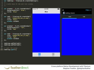 Cross platform Native Development with Titanium
Stephen Feather, @stephenfeather
 