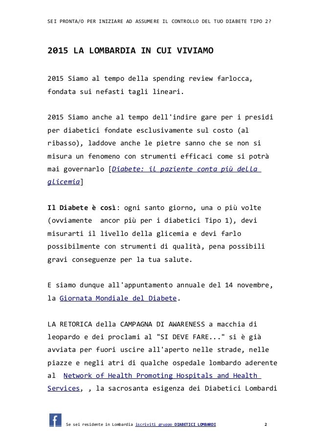 Modulo piano terapeutico diabete