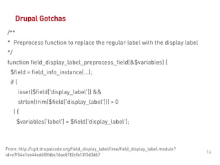 #DrupalDaysEU
© Ibuildings 2014/2015 - All rights reserved
1. drupal_set_message
2. l
3. watchdog
Which function(s) should receive check_plain() content
 