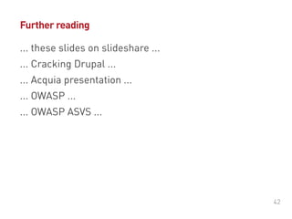 #DrupalDaysEU
© Ibuildings 2014/2015 - All rights reserved
• Individually associated accounts
• > 8 character passwords
• Changed every 3 to 6 months
• Do not leave admin unattended
• Privileges on need to know basis
• Verify privileges at least yearly
• Update at least every 6 months
• Backup data at least weekly
Disciplinare tecnico
 