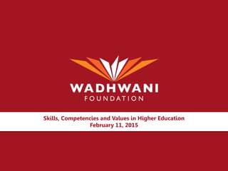 Skills, Competencies and Values in Higher Education
February 11, 2015
 