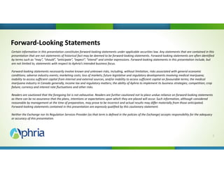 Forward‐Looking Statements
Certain information in this presentation constitutes forward‐looking statements under applicabl...