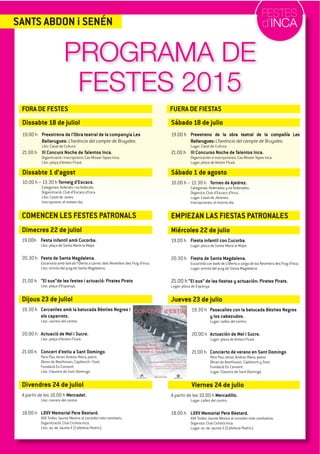 PROGRAMA DE FESTES D'INCA 2015