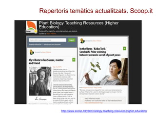 Repertoris temàtics actualitzats. Scoop.it
http://www.scoop.it/t/plant-biology-teaching-resouces-higher-education
 