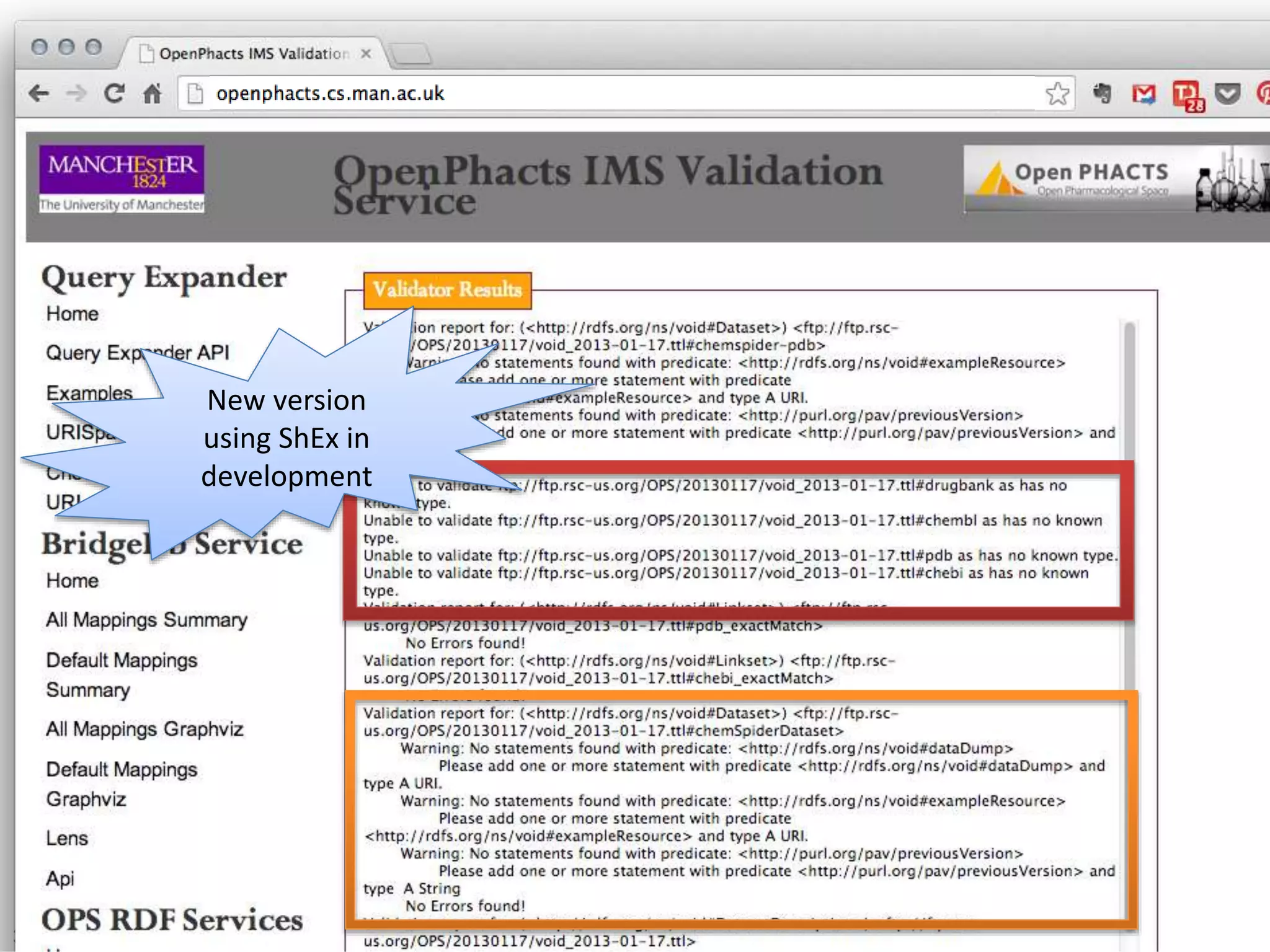 Validator
@micheldumontier::CEDAR:Jan 201535
New version
using ShEx in
development
 