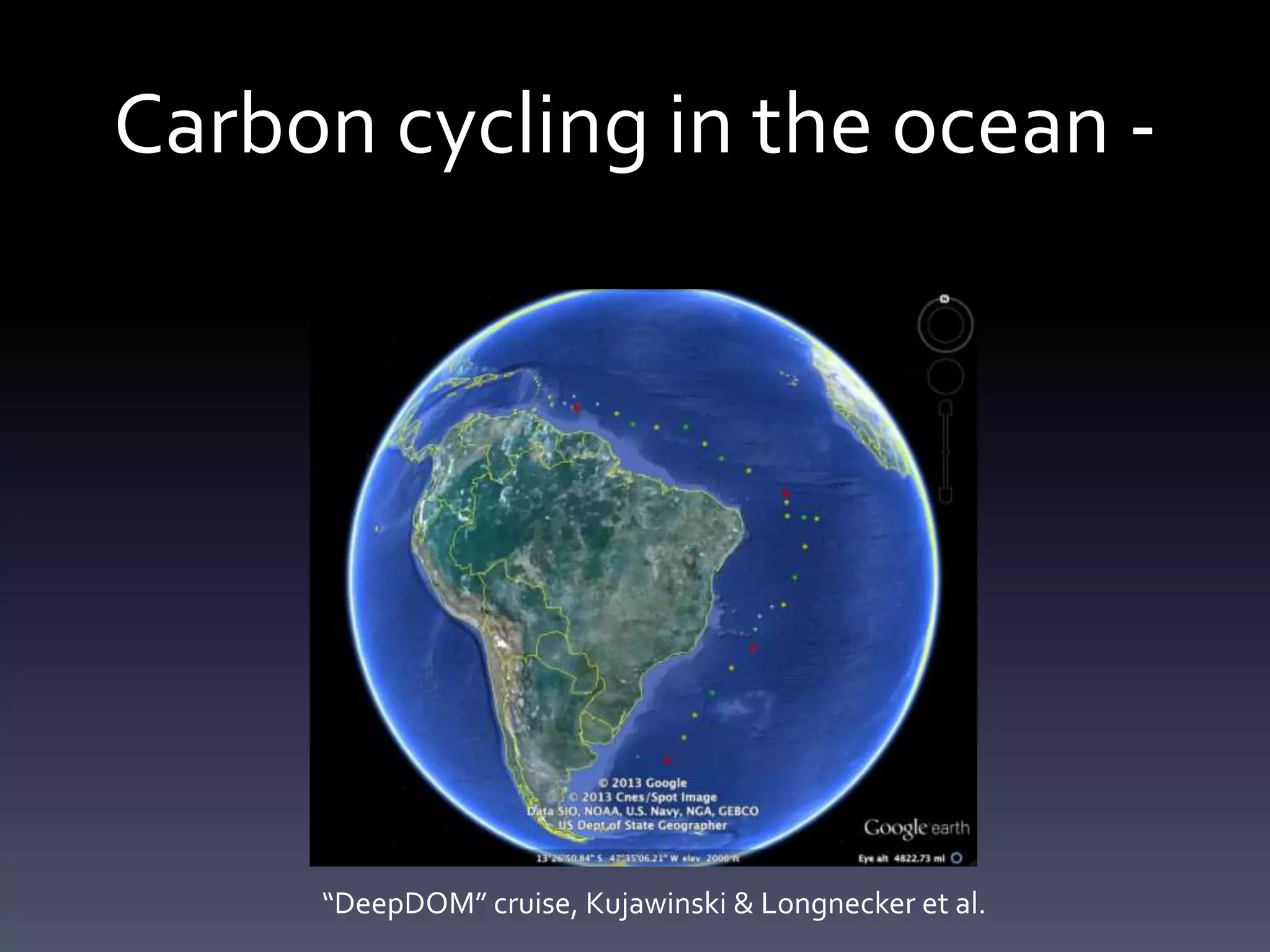Carbon cycling in the ocean -
“DeepDOM” cruise, Kujawinski & Longnecker et al.
 