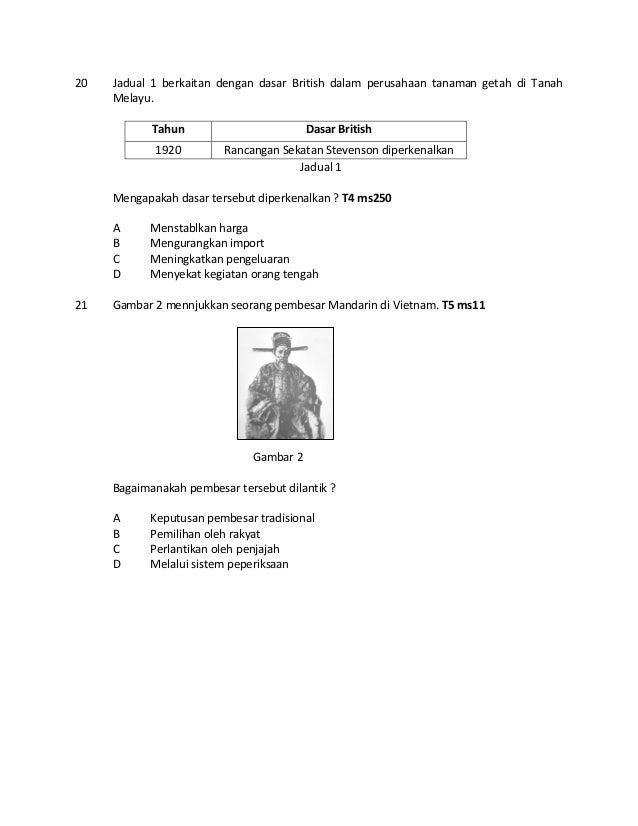 Sejarah K1 SPM 2015. Soalan&Skema