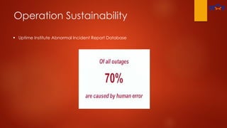 Operation Sustainability
 Uptime Institute Abnormal Incident Report Database
 