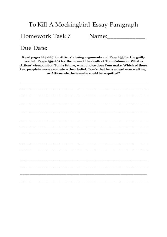 mini essay 7 to kill a mockingbird essay paragraph homework work who is the mockingbird in to kill a mockingbird essay