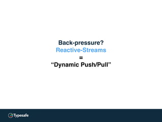 Back-pressure?
Reactive-Streams
=
“Dynamic Push/Pull”
 