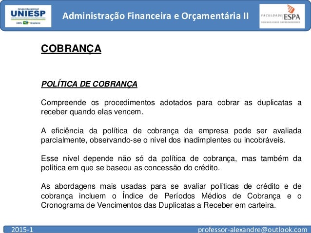 Estabelecimento de política e risco de crédito