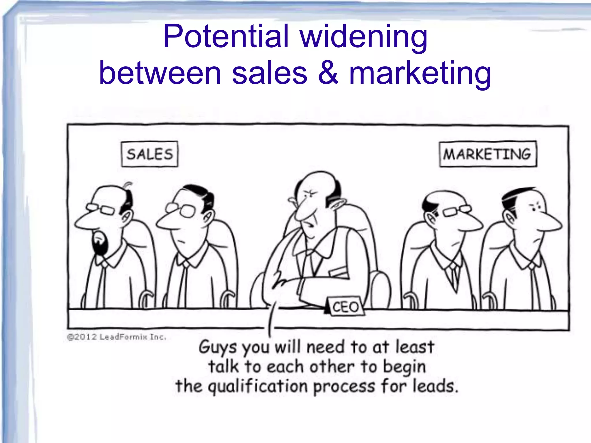 Potential widening
between sales & marketing