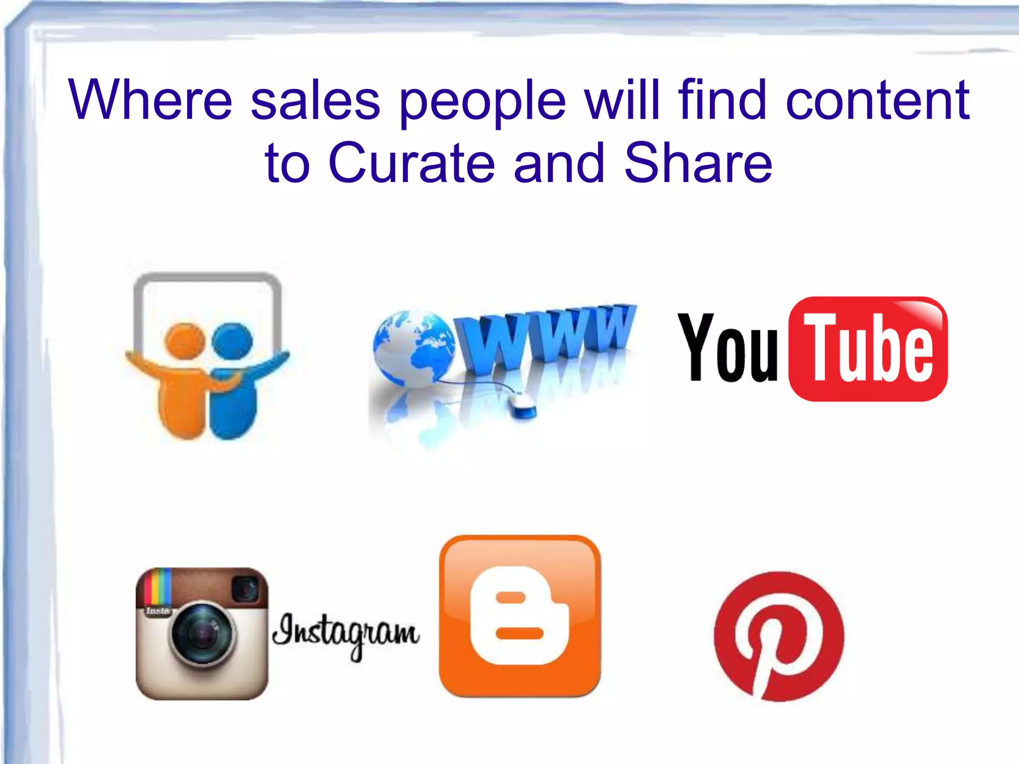 Where sales people will find content
to Curate and Share