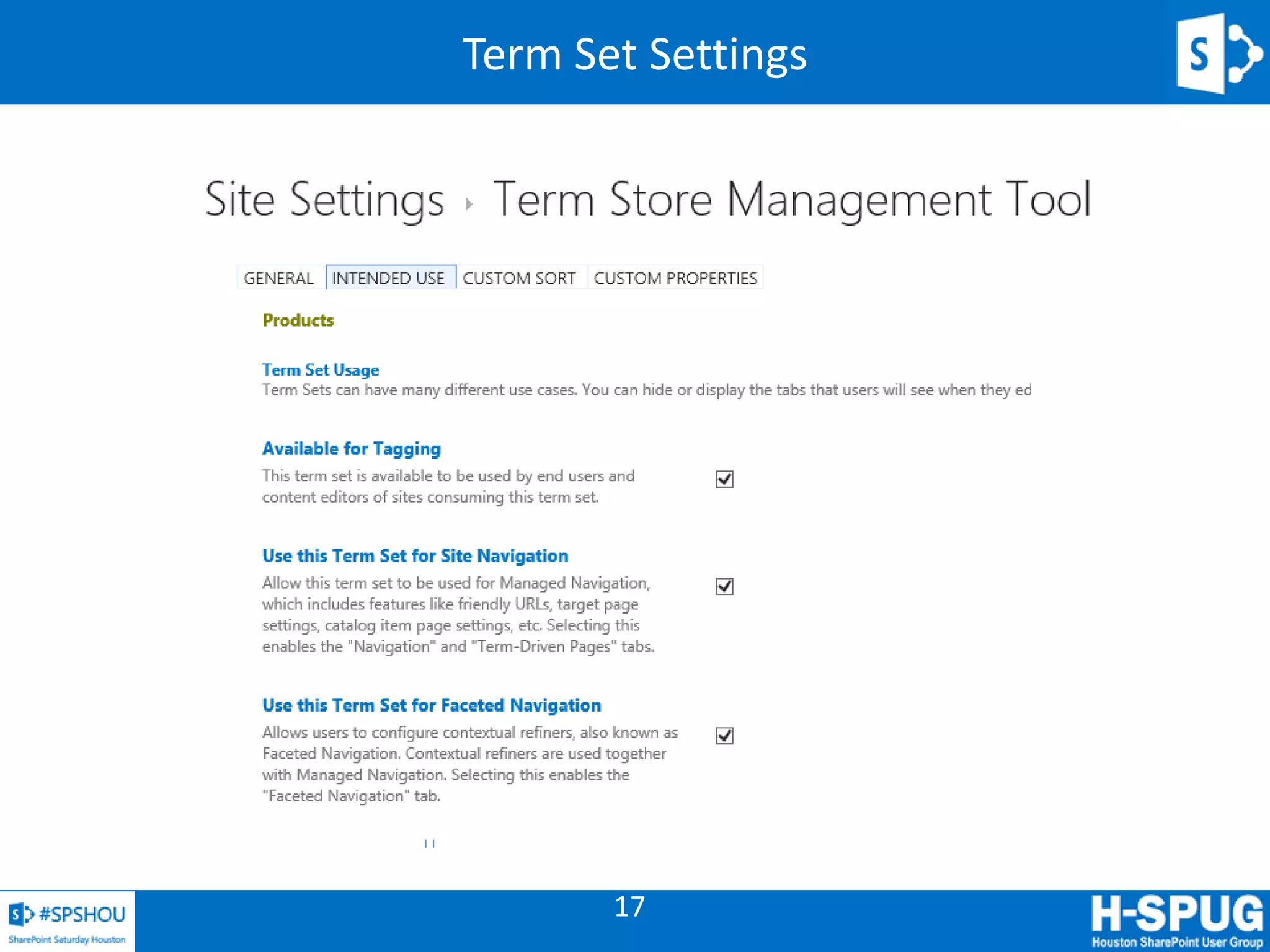 17
Term Set Settings
 